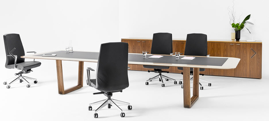 Modern Conference Table - O-shaped Legs, Contrasting Edge Detail